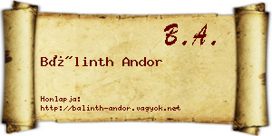Bálinth Andor névjegykártya