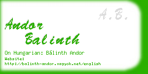 andor balinth business card