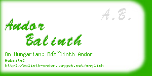 andor balinth business card